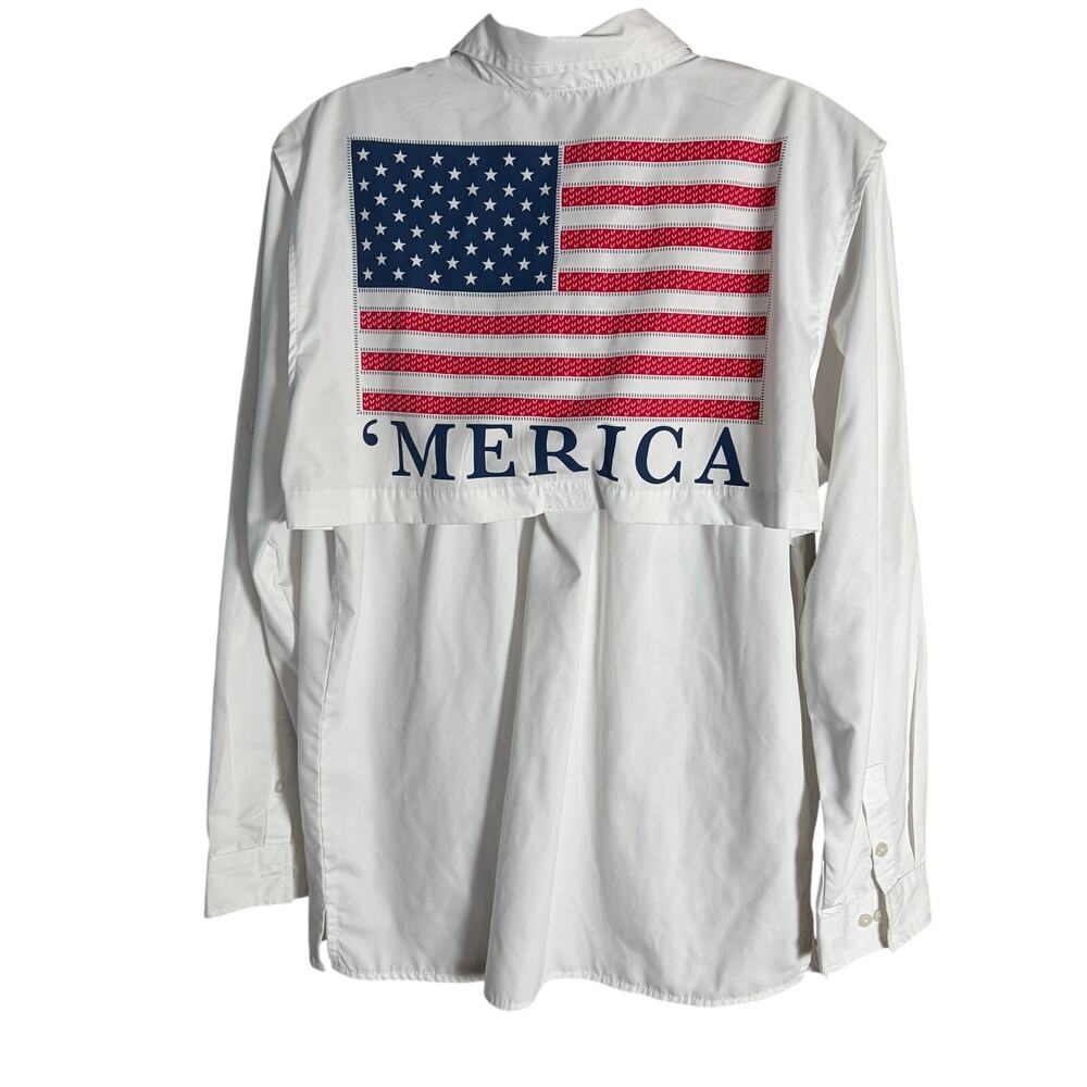 Jadelynn Brooke "Merica" Fishing Shirt Patriotic USA Deer Vented Performance M